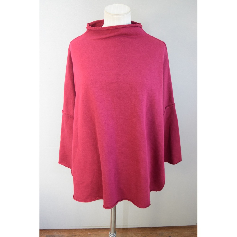 Mersea Frenchie Moch Neck Sweatshirt OS Burgundy Oversized French Terry